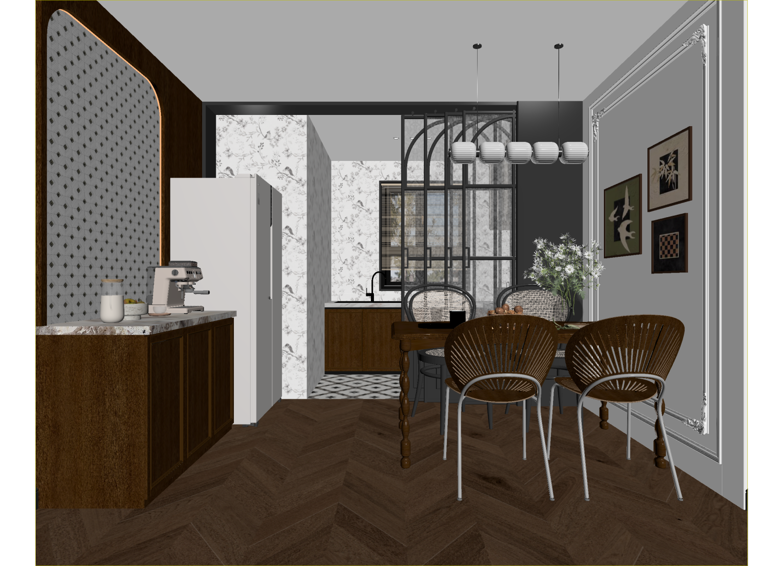 法式家居餐厅3D模型下载【ID:1214604334】