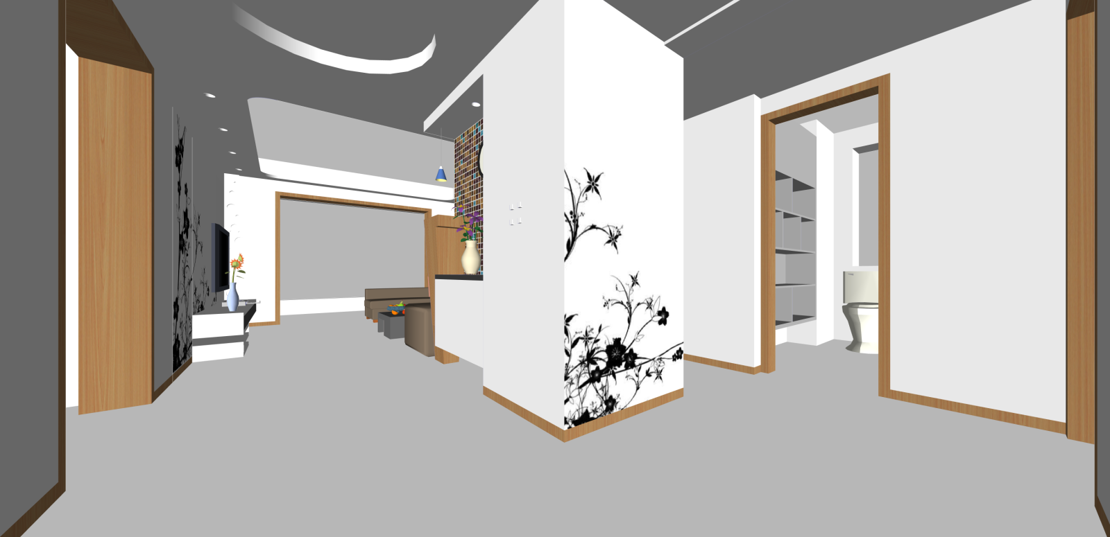 现代家居客厅SU模型下载【ID:1215974856】