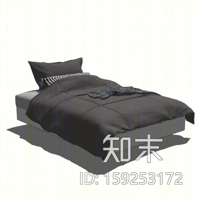 现代布艺单人床SU模型下载【ID:159253172】