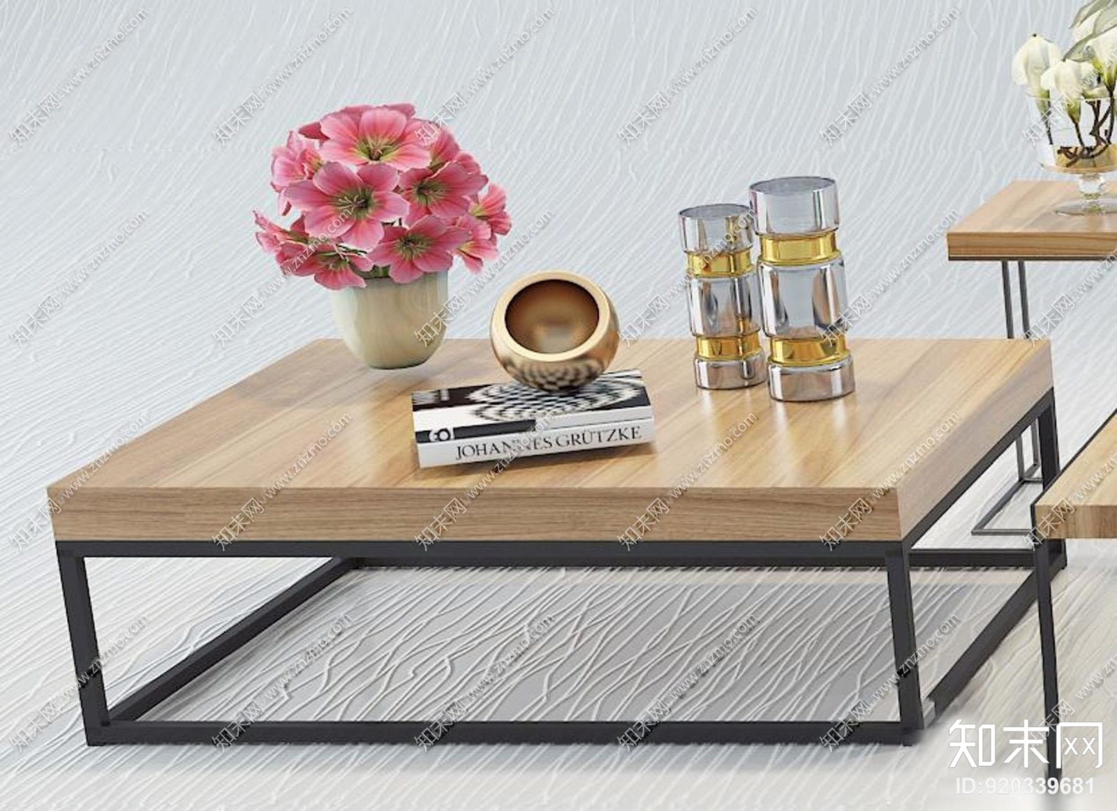 现代茶几花瓶摆件组合3D模型下载【ID:920339681】