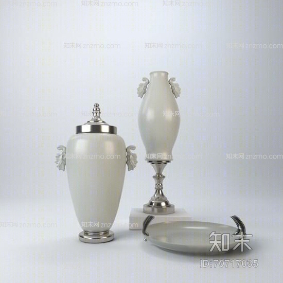 白色陶艺罐子3D模型下载【ID:70717035】