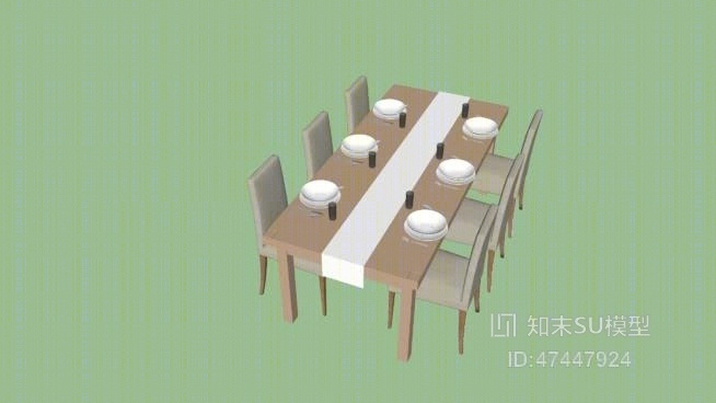 餐桌椅组合SU模型下载【ID:717996741】