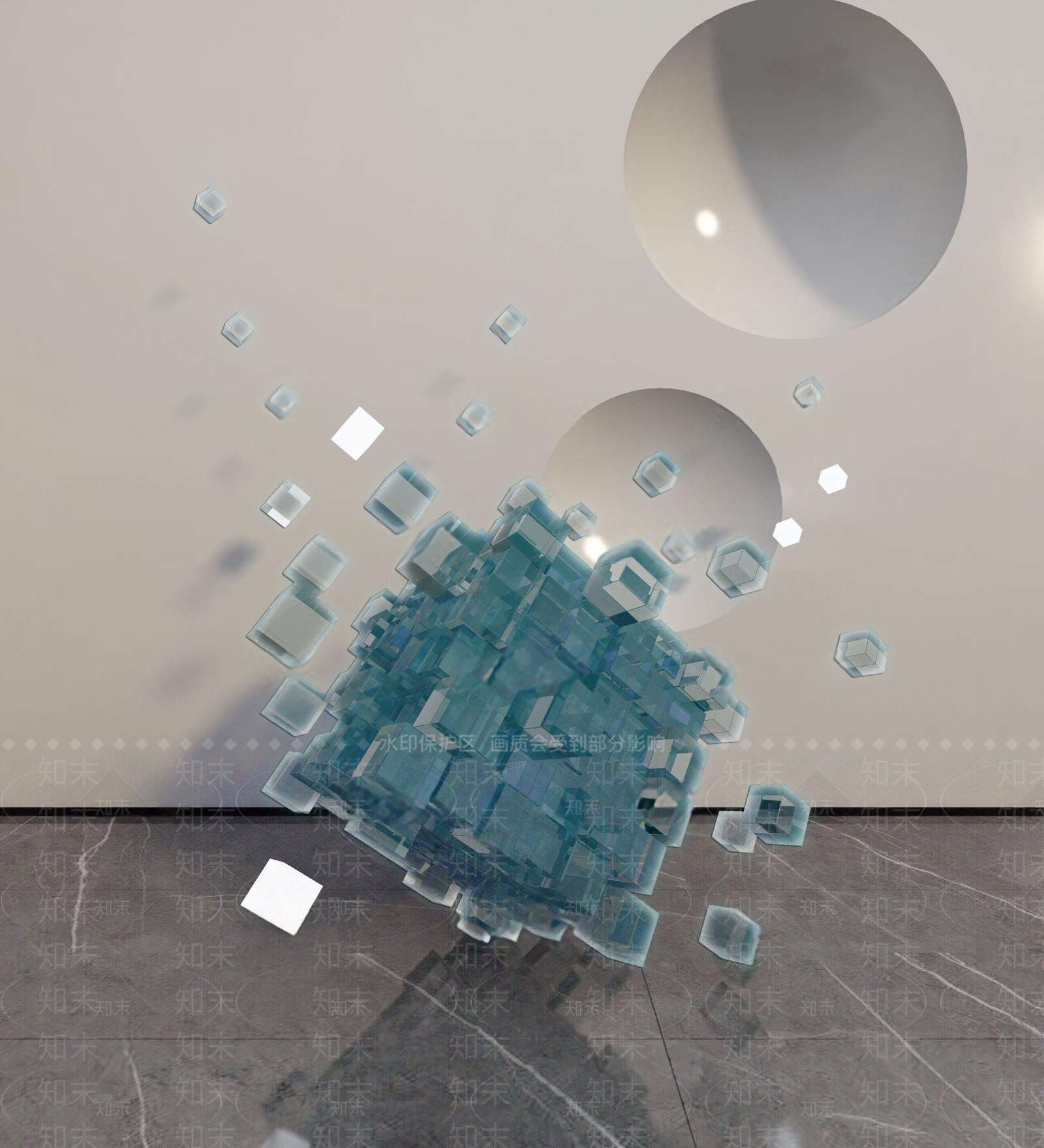 现代魔方雕塑装置3D模型下载【ID:1107419312】