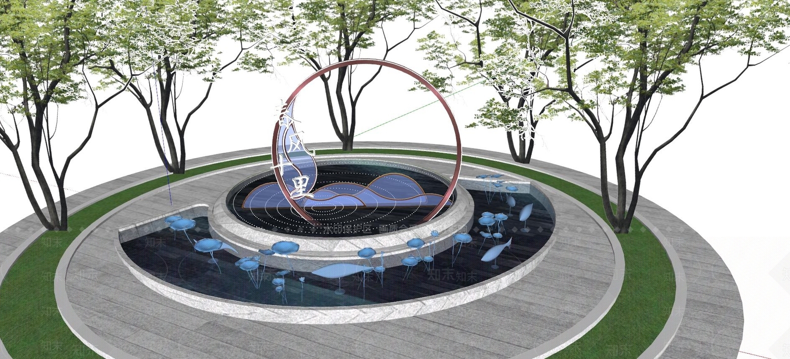 异形莲花雕塑小品SU模型下载【ID:181996288】