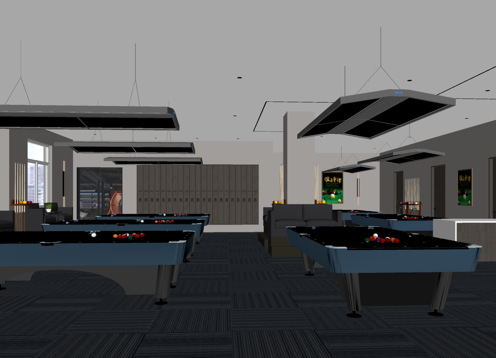 现代台球室3D模型下载【ID:1214321364】