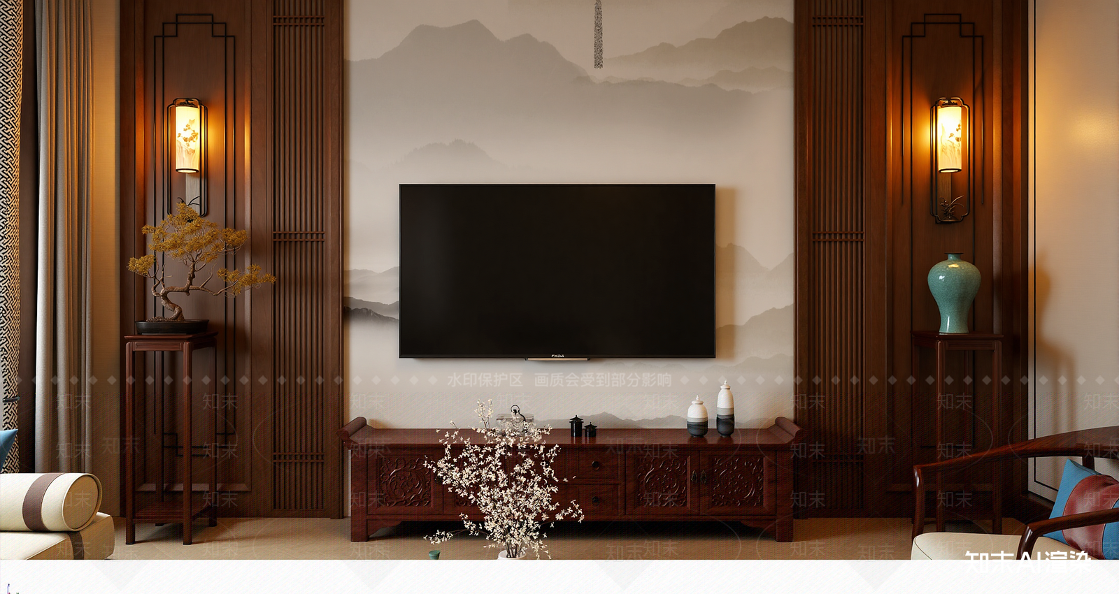 新中式家居客厅3D模型下载【ID:1221513247】
