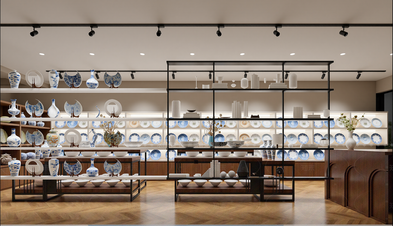 法式陶瓷展厅3D模型下载【ID:1214977859】