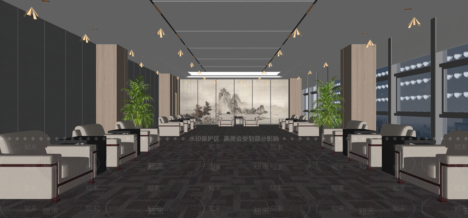 现代酒店大堂SU模型下载【ID:1215198656】