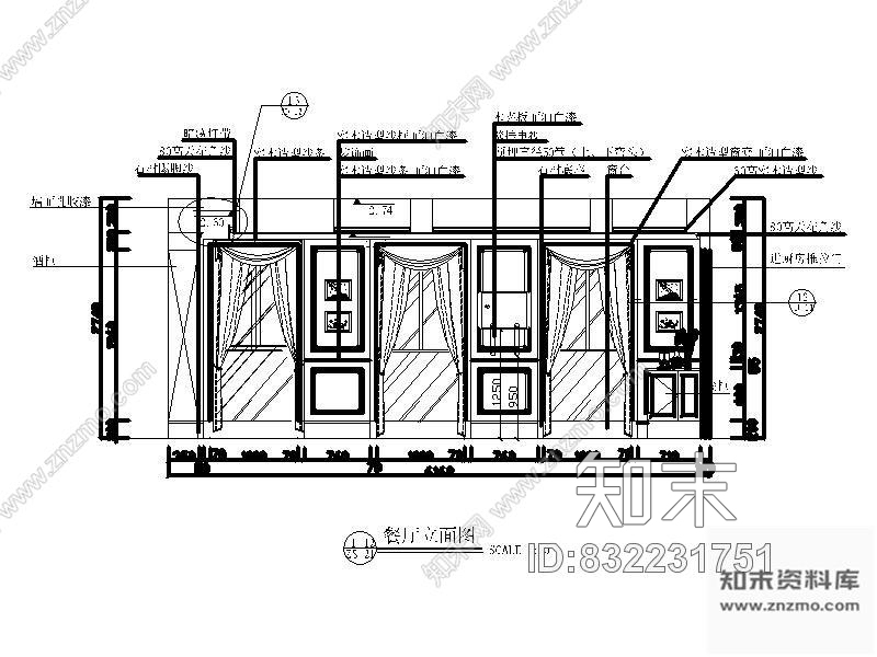 图块/节点餐厅立面图cad施工图下载【ID:832231751】