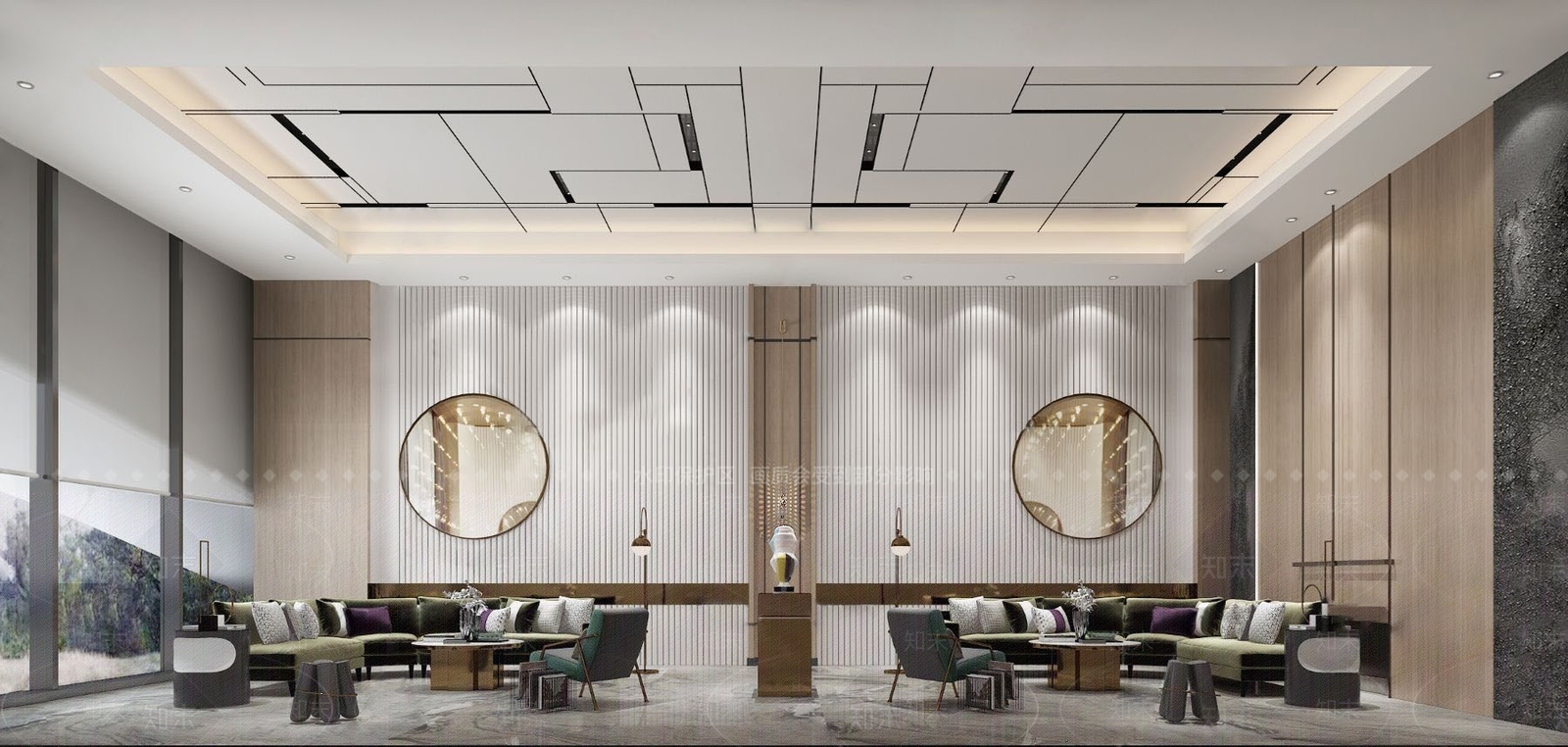 现代售楼处前台大厅接待区3D模型下载【ID:268022962】