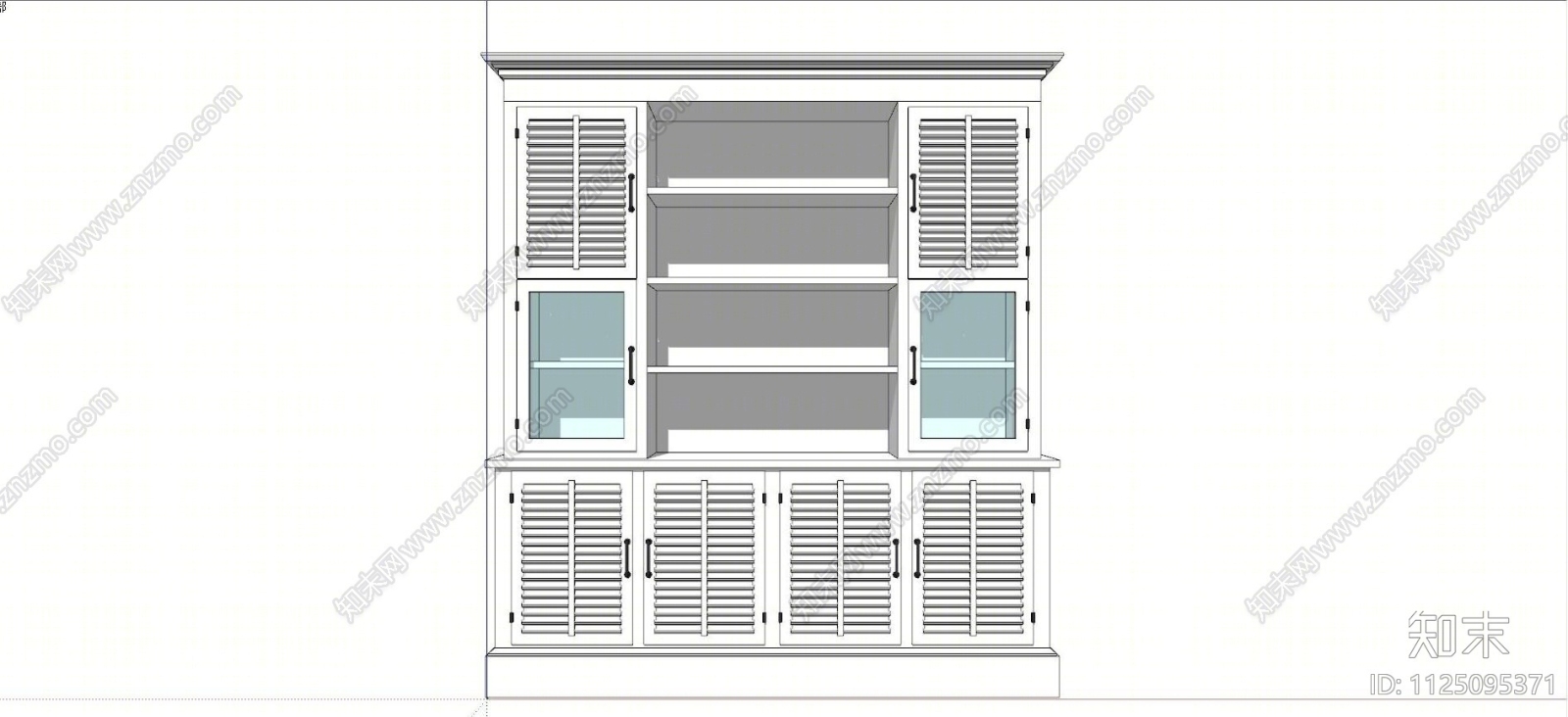 现代实木装饰柜免费SU模型下载【ID:1125095371】