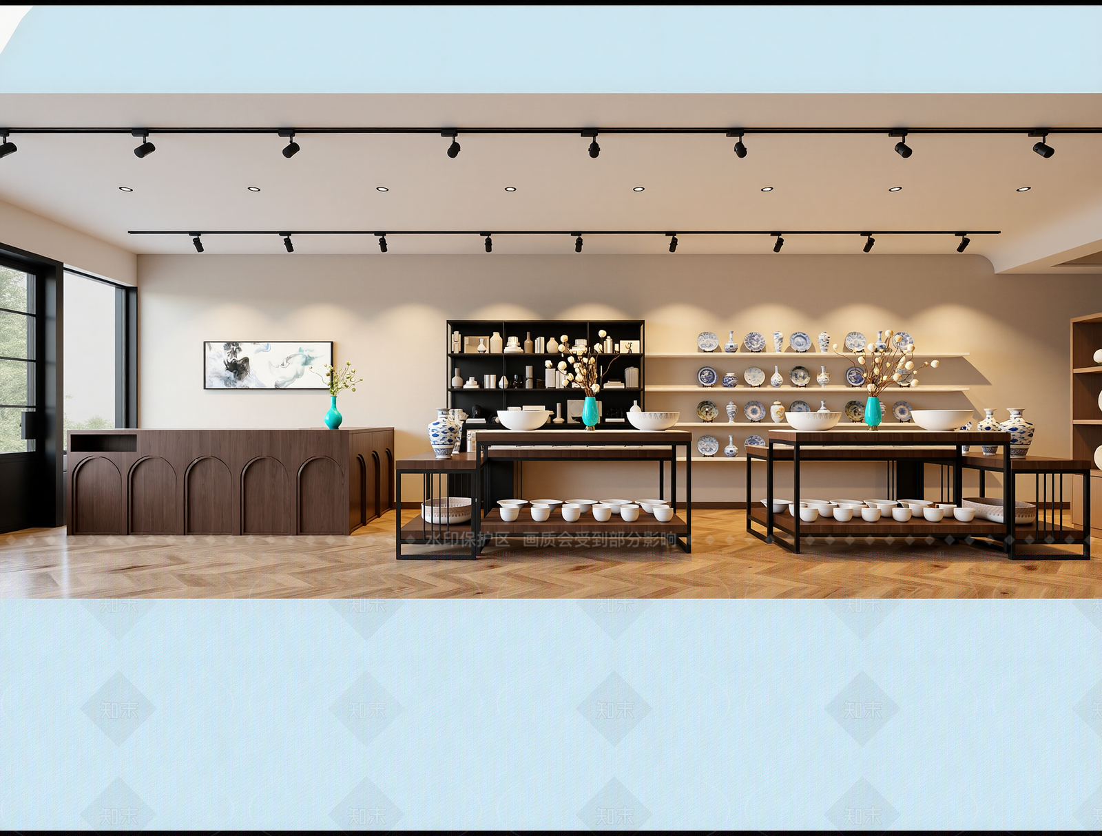 法式陶瓷展厅3D模型下载【ID:1214977920】