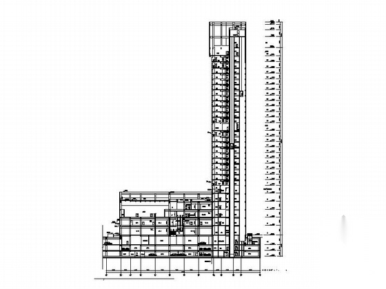 [广东]39层现代风格商业综合体及单体建筑设计施工图cad施工图下载【ID:166707102】