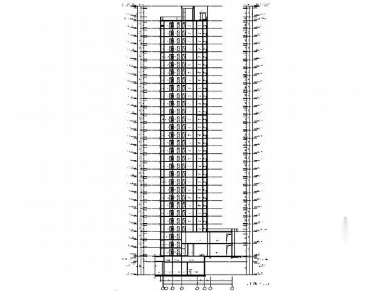 [西安]现代高层塔式住宅带底商建筑施工图cad施工图下载【ID:168486148】
