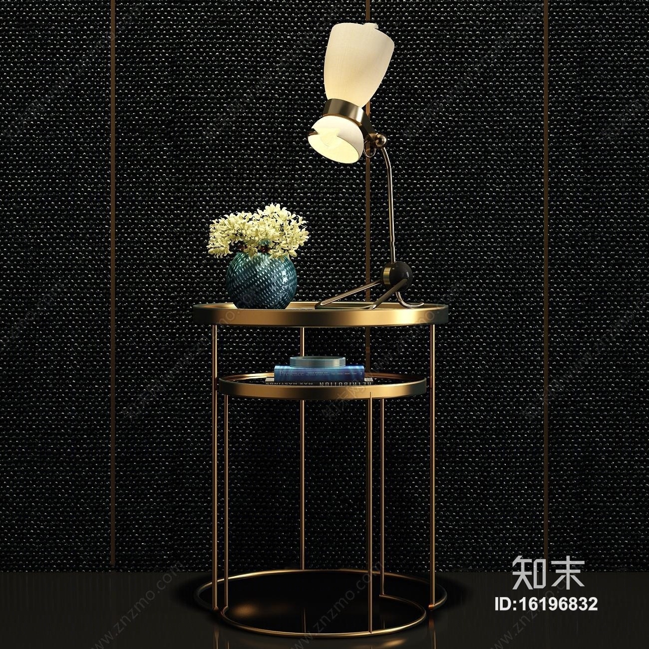 现代金属圆几台灯组合3D模型下载【ID:16196832】