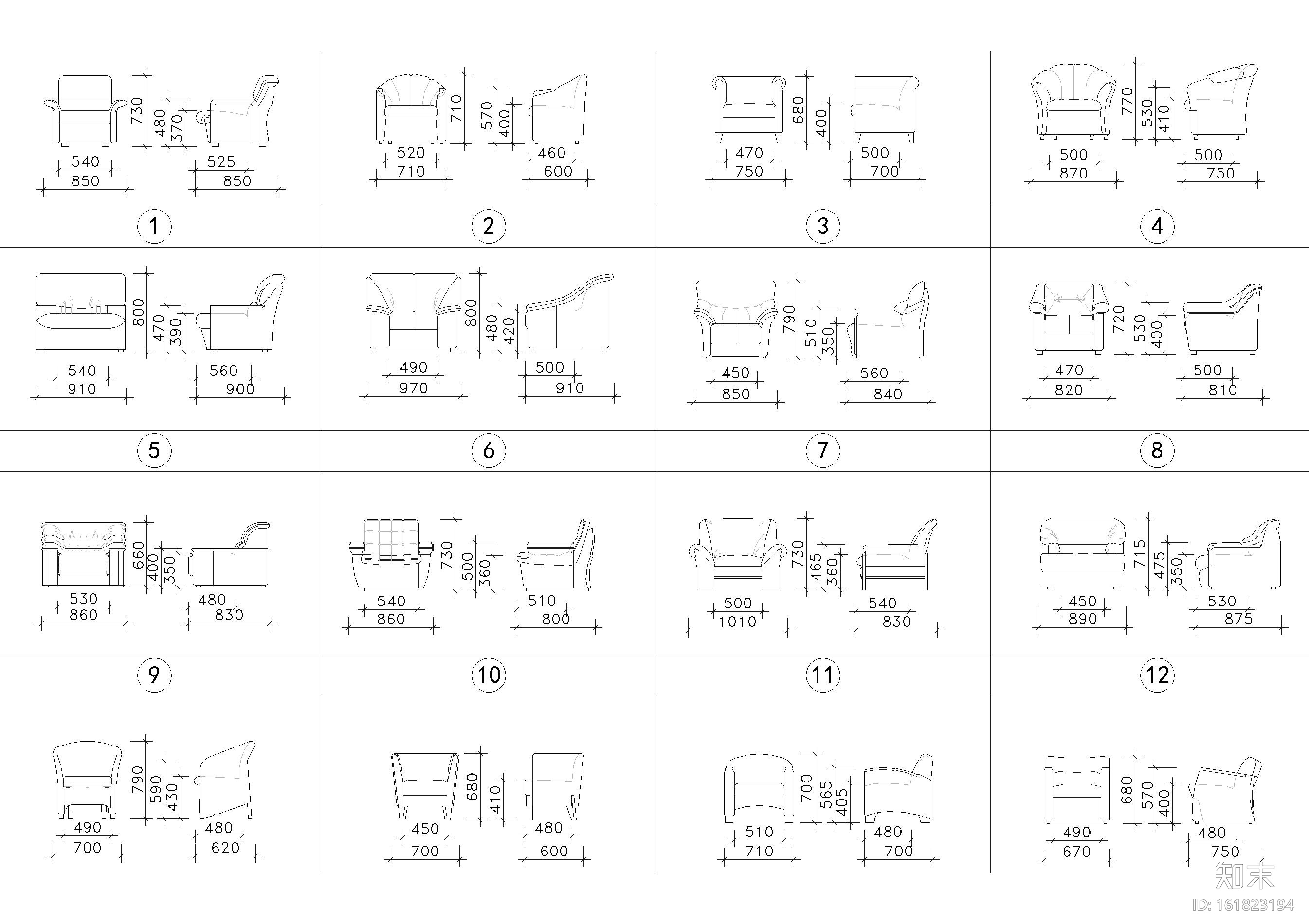 室内家具家私CAD图块施工图下载【ID:161823194】