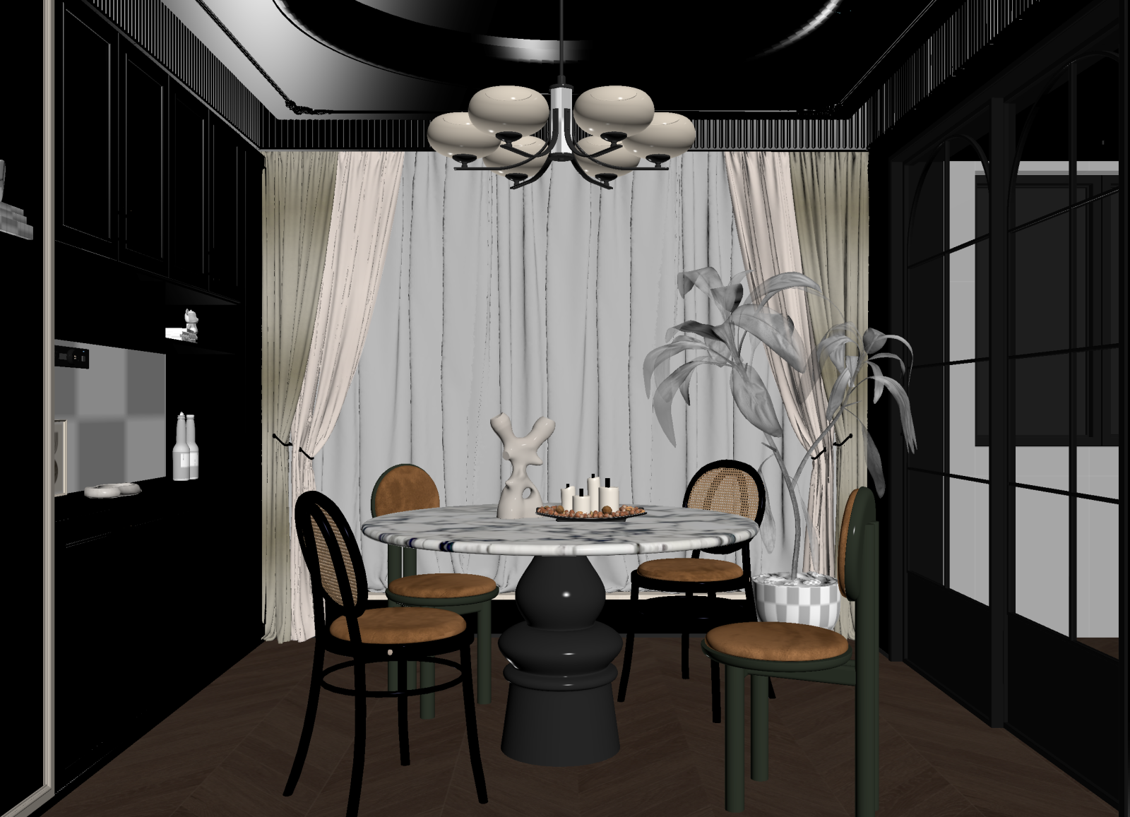 法式家居餐厅3D模型下载【ID:1215000699】