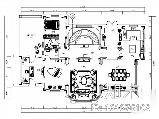 [长春]奢华欧式双层别墅设计CAD装修图施工图下载【ID:161876108】