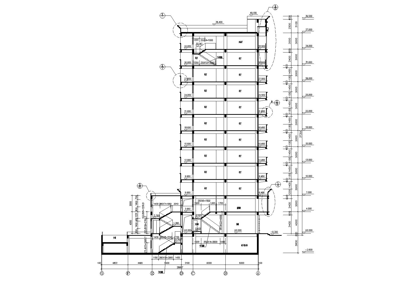 [广州]12层商住建筑施工图cad施工图下载【ID:165136154】