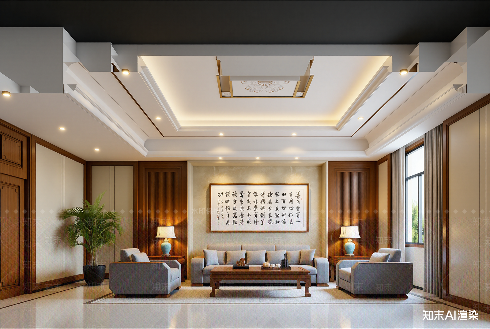 中式家居客厅3D模型下载【ID:1221663034】