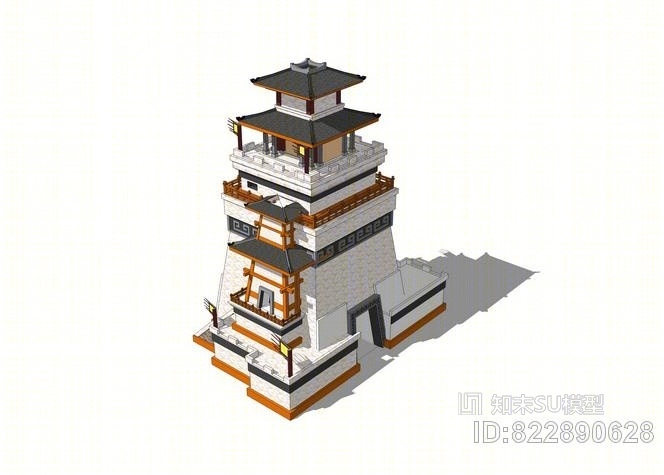 古建城堡SU模型下载【ID:822890628】