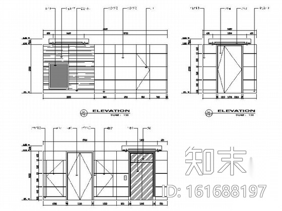 [浙江]酒店式公寓样板房电梯厅装修设计施工图cad施工图下载【ID:161688197】