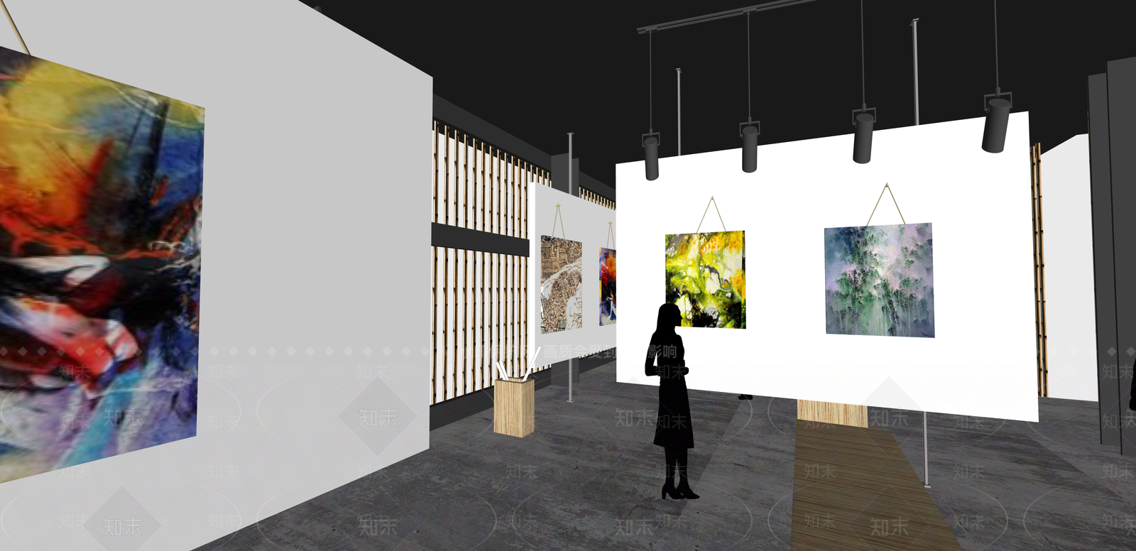 现代艺术展厅SU模型下载【ID:1215208702】