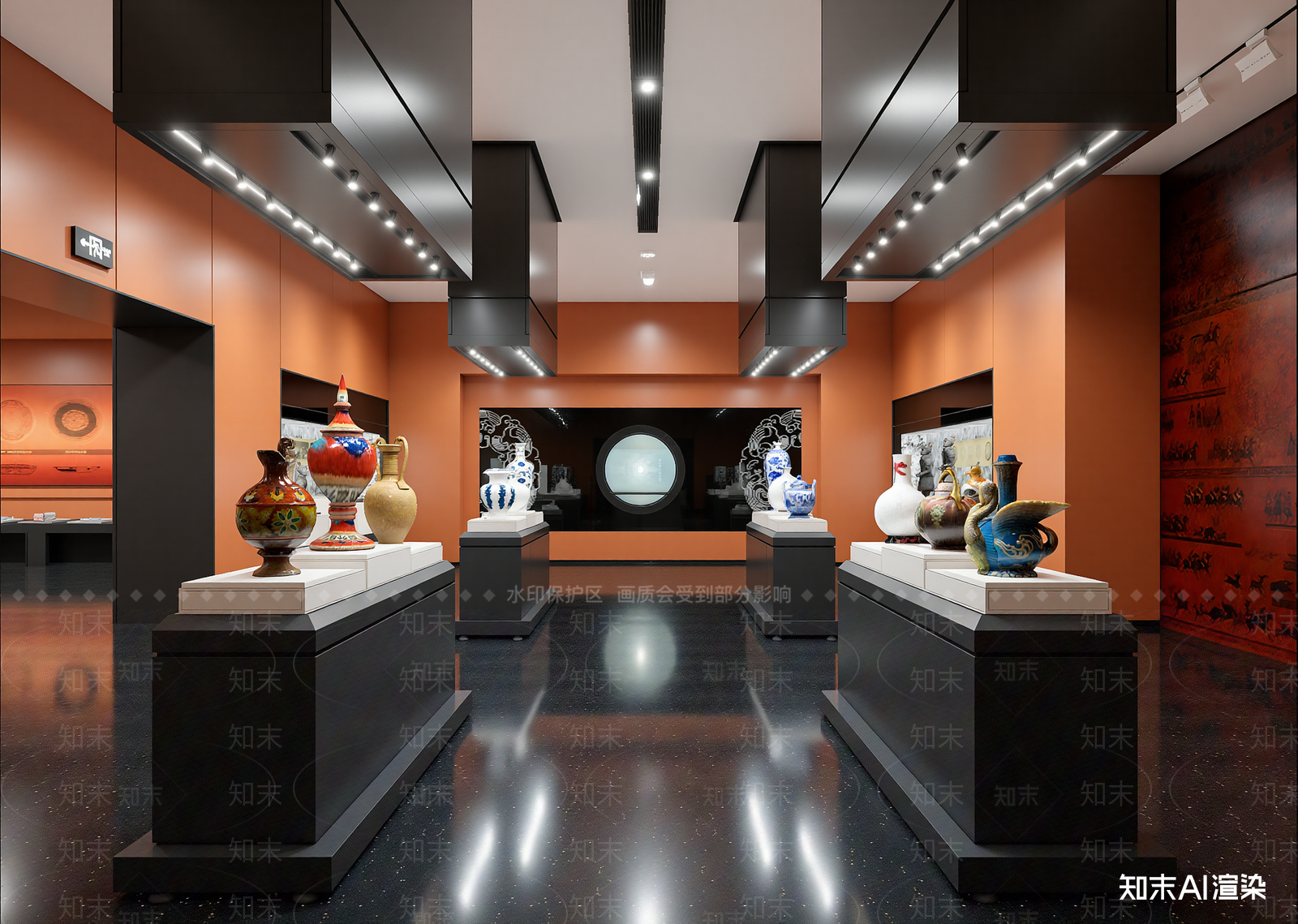 新中式陶瓷展厅3D模型下载【ID:1214726272】