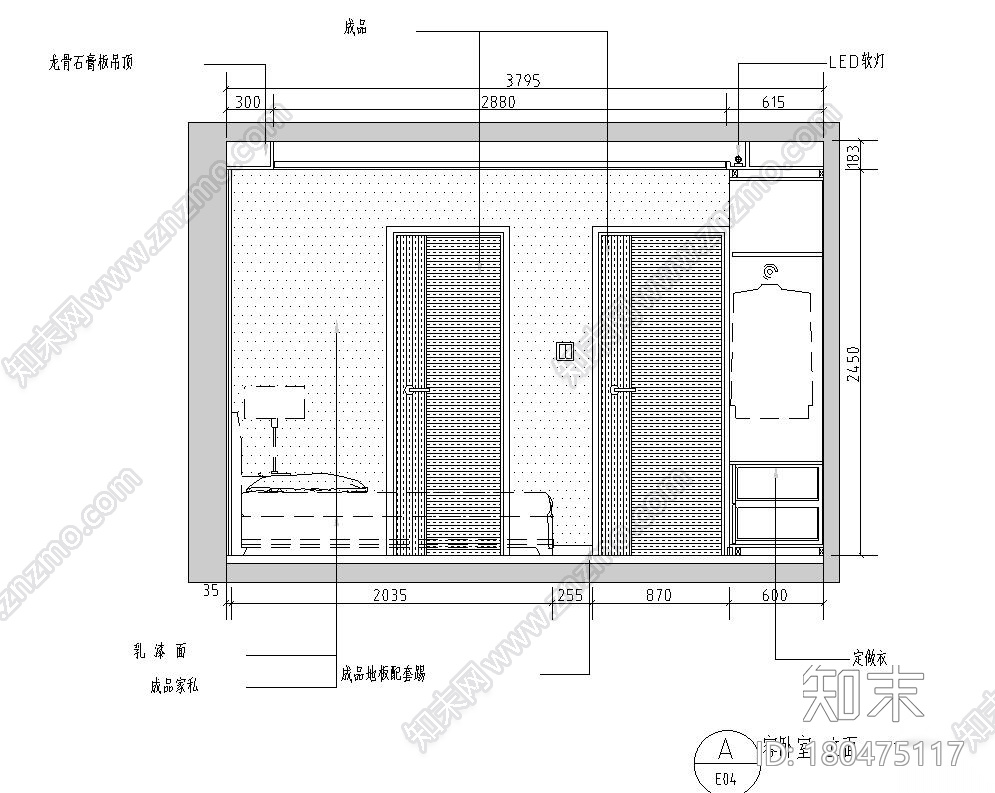 简约风格109㎡二室两厅住宅装修施工图设计cad施工图下载【ID:180475117】