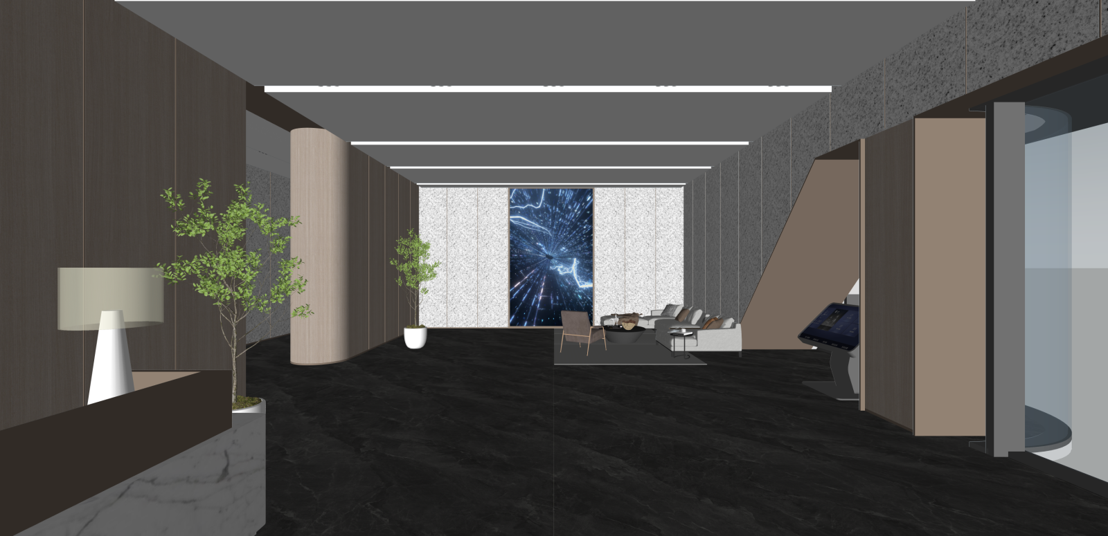 现代办公大堂SU模型下载【ID:1216029357】