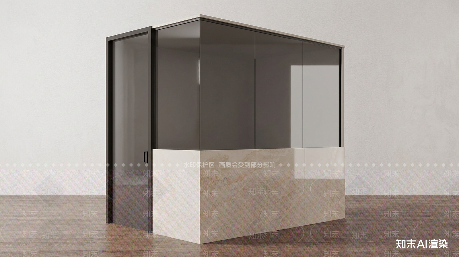 现代吧台3D模型渲染效果图