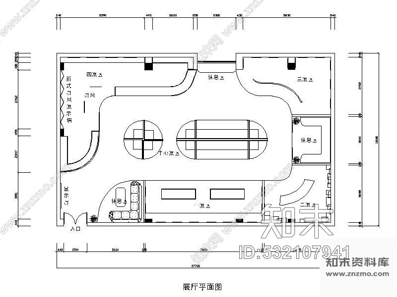 施工图197㎡展厅设计装修图含效果施工图下载【ID:532107941】