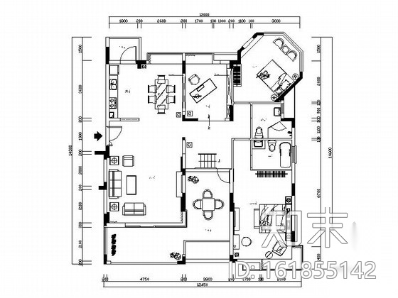 [深圳]高档小区摩洛哥风情三居室装修图（含效果图）cad施工图下载【ID:161855142】