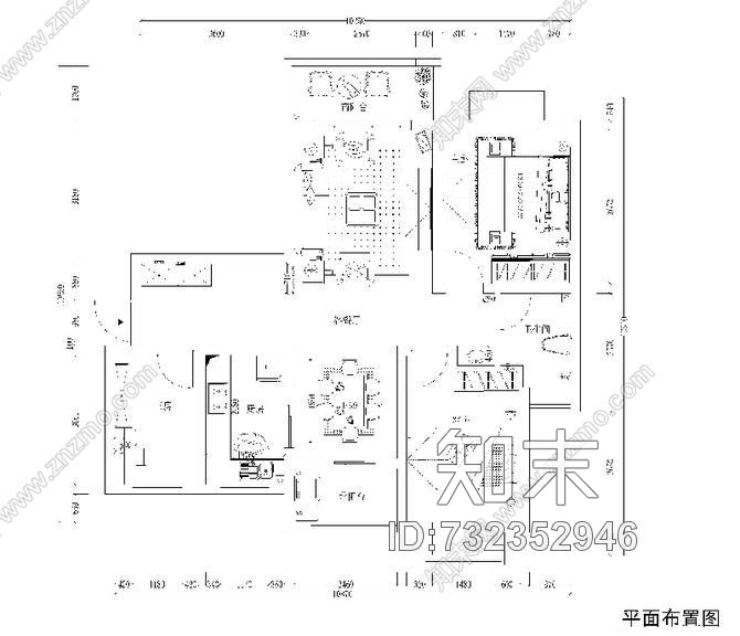 简欧三房施工图4cad施工图下载【ID:732352946】