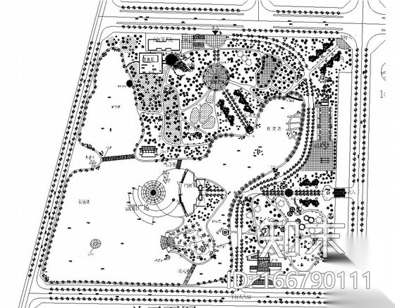 公园规划设计总平面图施工图下载【ID:166790111】