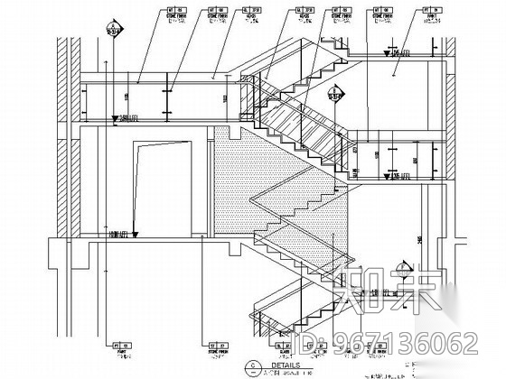 [东莞]办公大厦LT18楼梯间室内装修图cad施工图下载【ID:967136062】