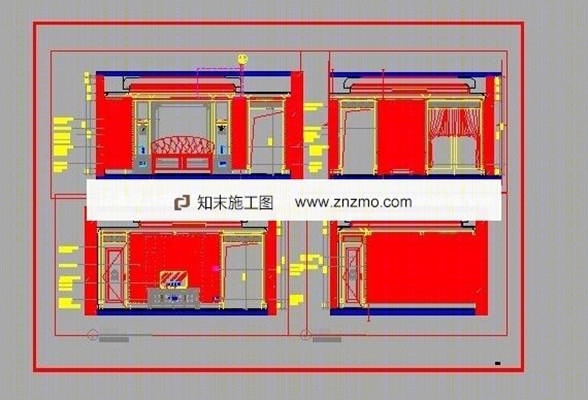 欧式别墅主人房立面图cad施工图下载【ID:36942563】