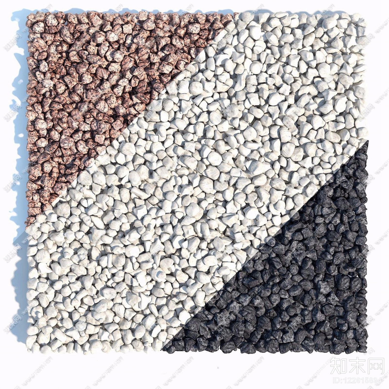 现代石头鹅卵石组合3D模型下载【ID:122615894】