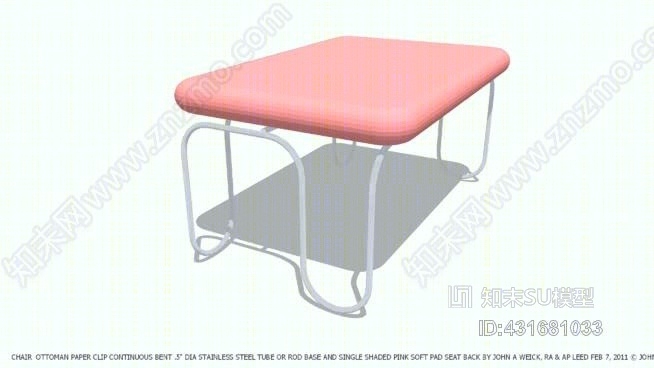 椅子奥斯曼纸夹阴影粉红坐垫由约翰韦克RASU模型下载【ID:431681033】