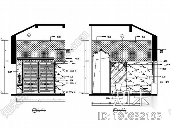 摩洛哥风双层别墅样板房装修图cad施工图下载【ID:180832195】