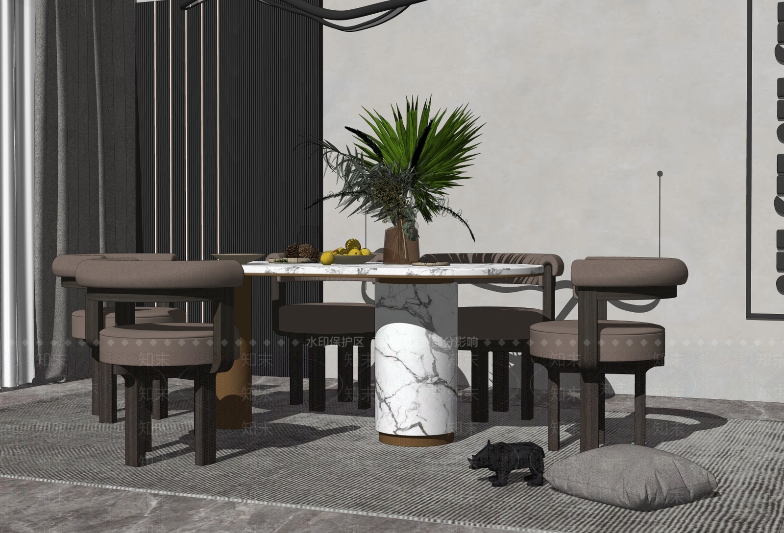 现代家居餐厅SU模型下载【ID:184390148】
