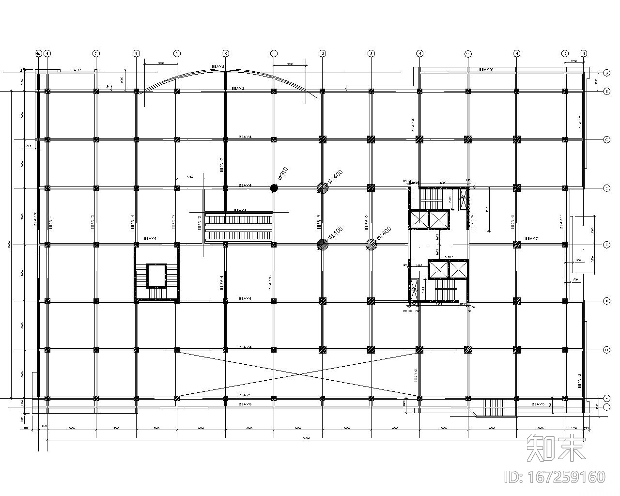 高层办公楼结构cad施工图下载【ID:167259160】