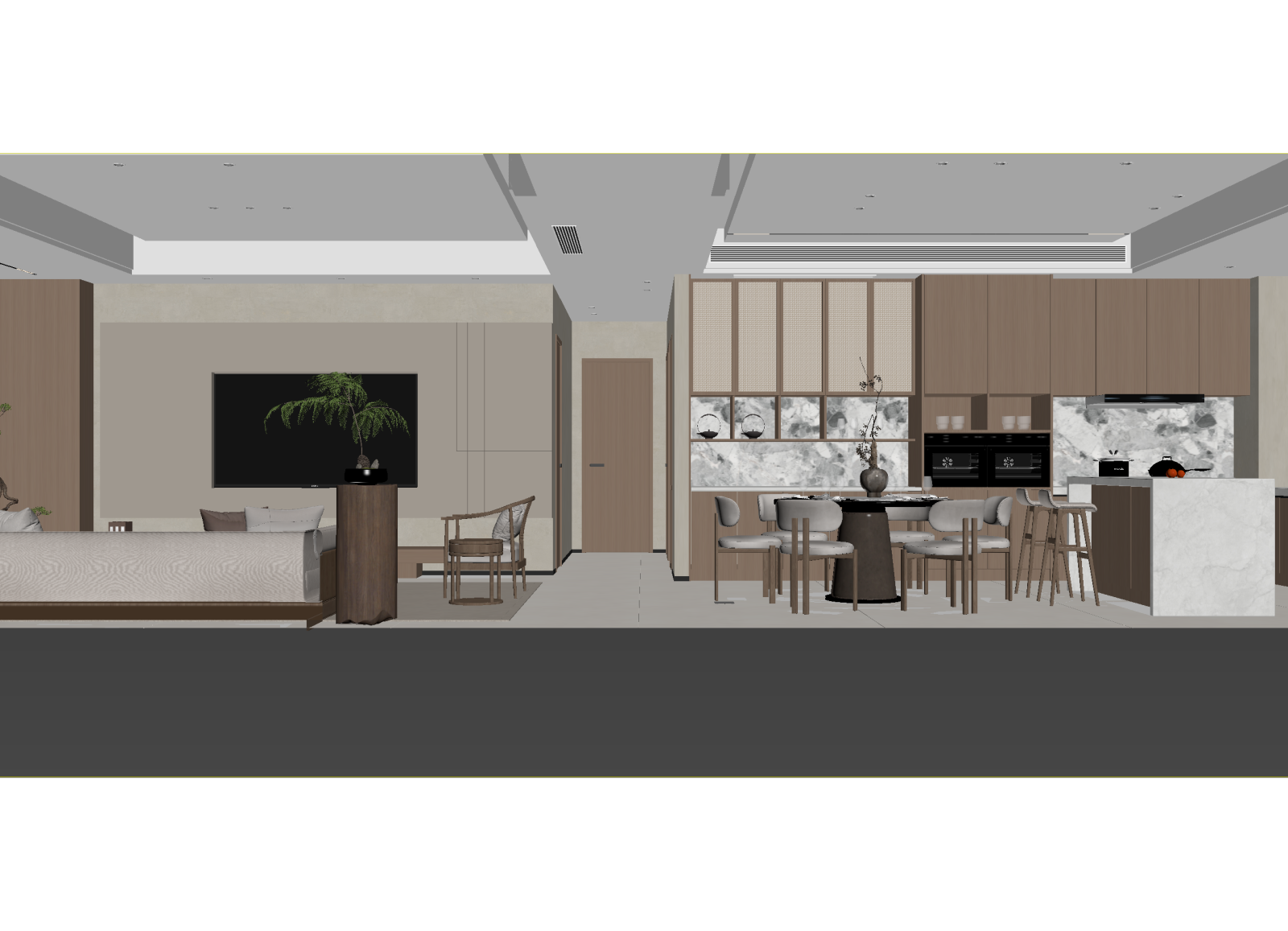 新中式客餐厅3D模型下载【ID:1214927167】