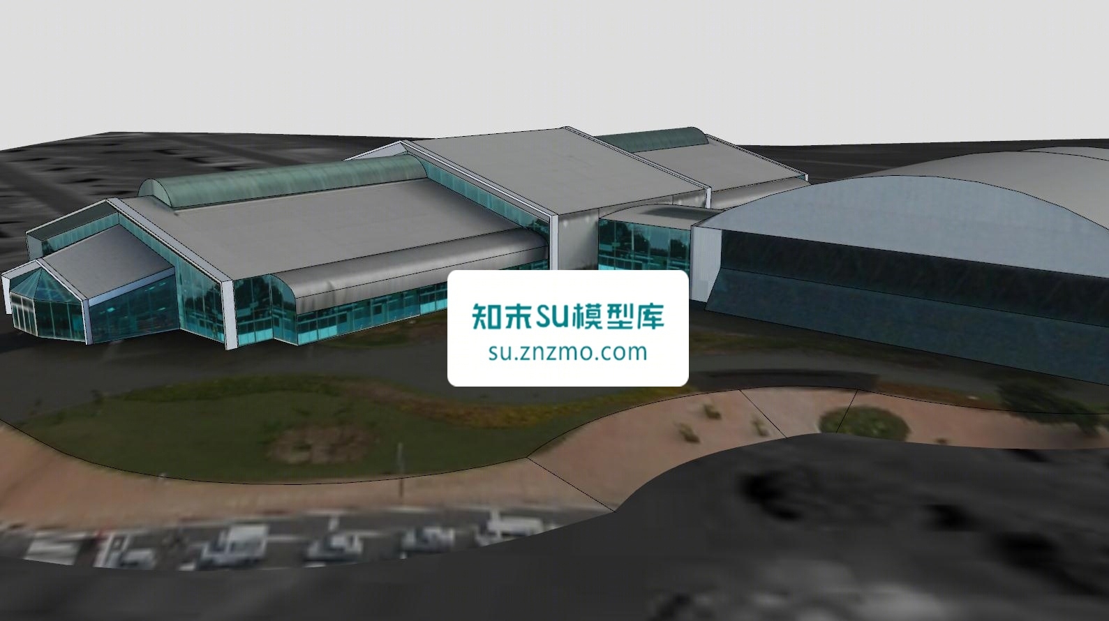 亚马逊会议机库建筑中心SU模型下载【ID:148501271】