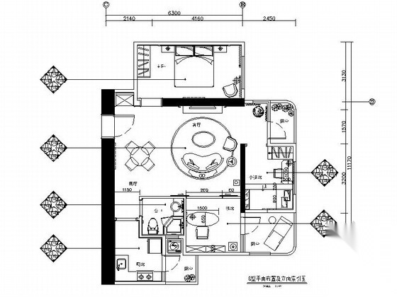 [广州]温馨一居室小户型家装室内CAD施工图（含效果图）施工图下载【ID:160701170】