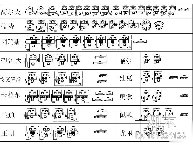 超全室内写字楼办公家具设计CAD模块家具图库素材施工图下载【ID:161824128】