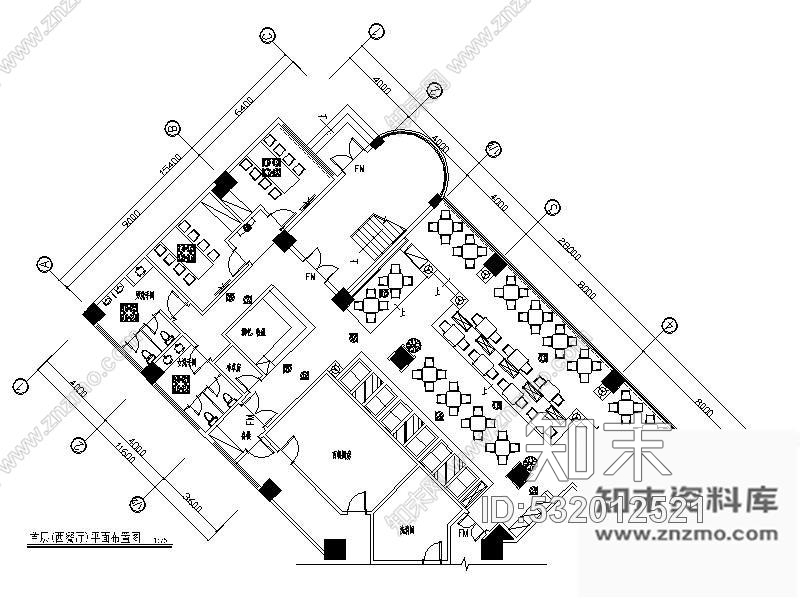 施工图酒店西餐厅装修图cad施工图下载【ID:532012521】