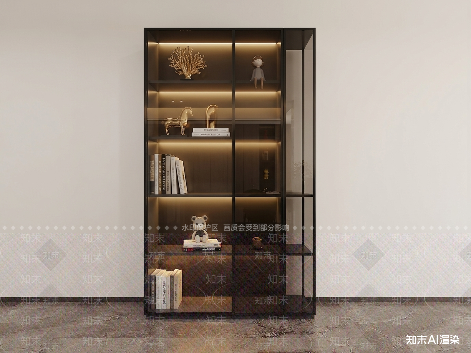 玻璃展示柜书柜3D模型下载【ID:1227499833】