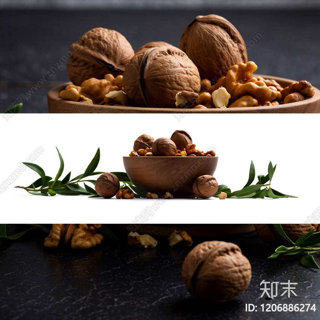 木碗坚果装饰组合3D模型下载【ID:1206886274】