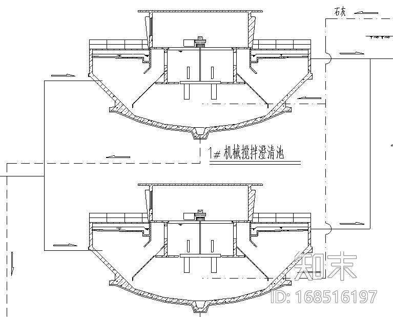 电厂中水回用流程施工图（CAD）cad施工图下载【ID:168516197】